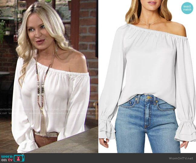 Ramy Brook Murphy Off-the-Shoulder Top worn by Sharon Newman (Sharon Case) on The Young and the Restless