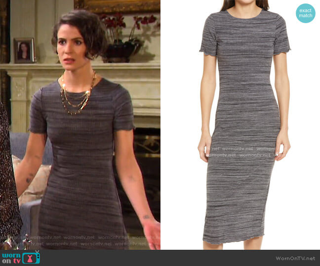 Reformation Perry Rib Midi Dress worn by Sarah Horton (Linsey Godfrey) on Days of our Lives