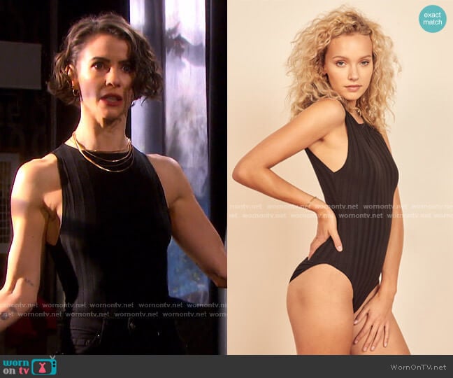 Reformation Bells Bodysuit worn by Sarah Horton (Linsey Godfrey) on Days of our Lives