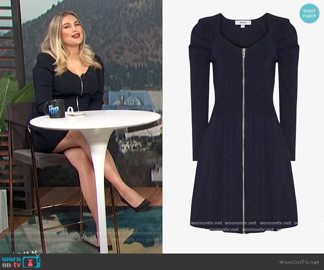 Reiss McKenzie zip-front stretch-knit mini dress worn by Carissa Loethen Culiner on E! News