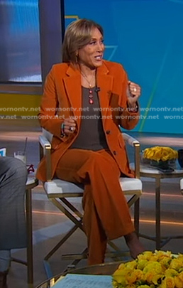 Robin’s orange corduroy blazer on Good Morning America