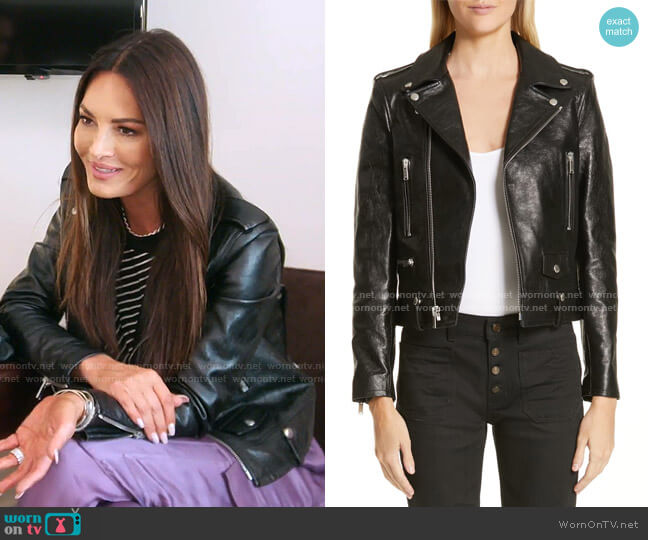 Saint Laurent Classic Leather Moto Jacket worn by Lisa Barlow on The Real Housewives of Salt Lake City