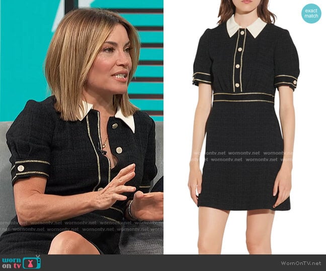 Sandro Tweed Minidress worn by Kit Hoover on Access Hollywood