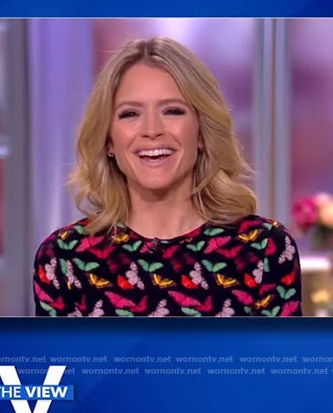 Sara’s black butterfly print top on The View