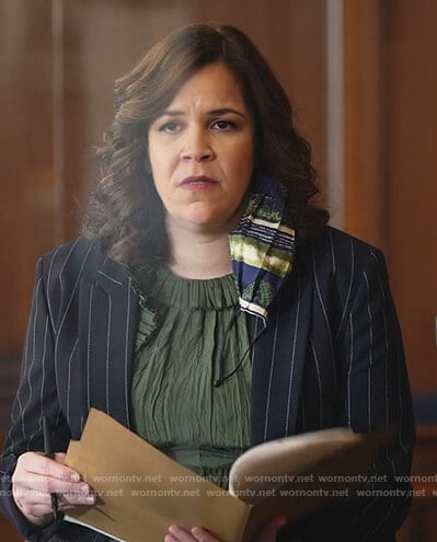 Sara’s green crinkled dress on All Rise