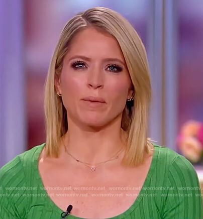 Sara’s green ribbed scoop sweater on The View