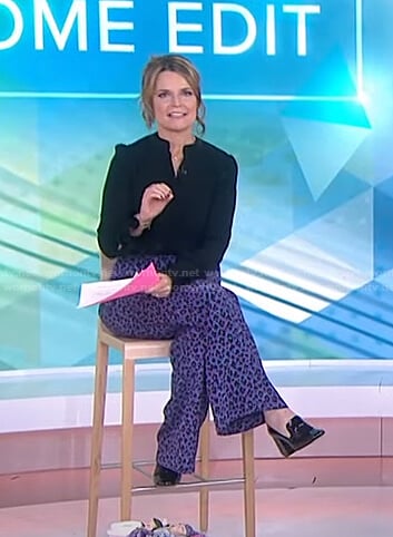 Savannah’s black blouse and leopard print pants on Today