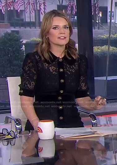 Savannah’s black lace buttoned front dress on Today