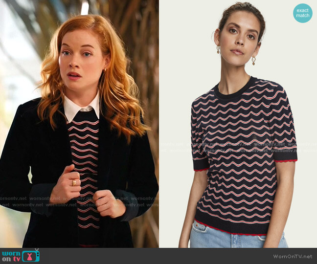 Scotch & Soda Knitted Short Sleeve T-Shirt worn by Zoey Clarke (Jane Levy) on Zoeys Extraordinary Playlist