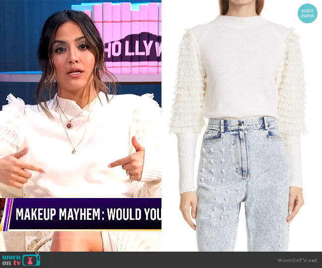 SEA Princess Textured Puff-Sleeve Sweater worn by Erin Lim on E! News