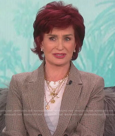 Sharon’s check double breasted blazer on The Talk