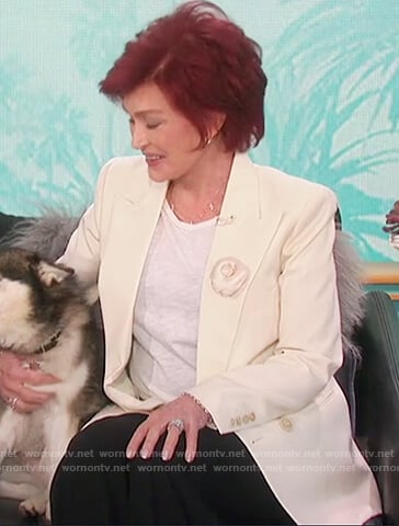 Sharon’s white double breasted blazer on The Talk