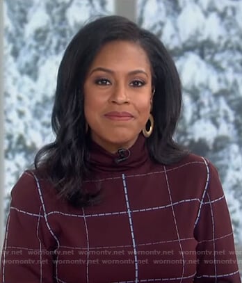 Sheinelle’s burgundy checked sweater on Today