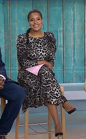 Sheinelle’s leopard print puff sleeve dress on Today