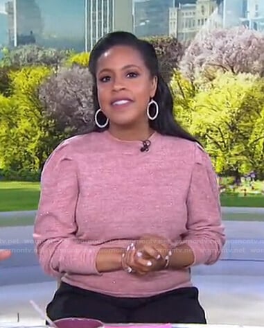 Sheinelle’s pink metallic puff shoulder top on Today