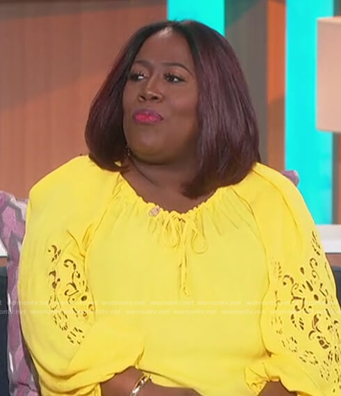 Sheryl’s yellow eyelet top on The Talk