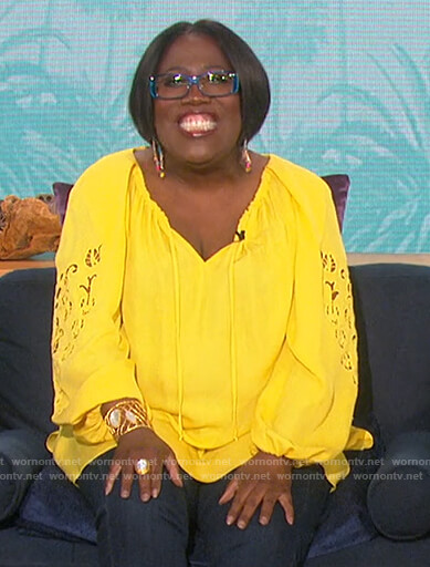 Sheryl’s yellow eyelet top on The Talk