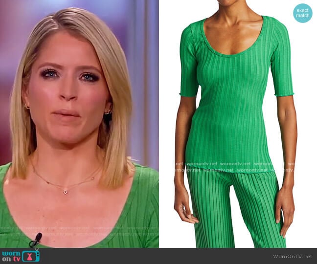Simon Miller Vista Scoop Neck Tee worn by Sara Haines on The View