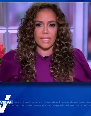 Sunny’s purple puff sleeve sweater on The View