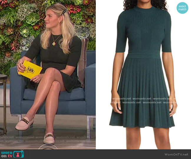 Ted Baker Olivinn Mix Stitch Fit & Flare Sweater Dress worn by Amanda Kloots on The Talk