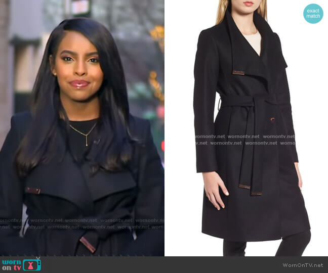 Ted Baker Wool Blend Long Wrap Coat