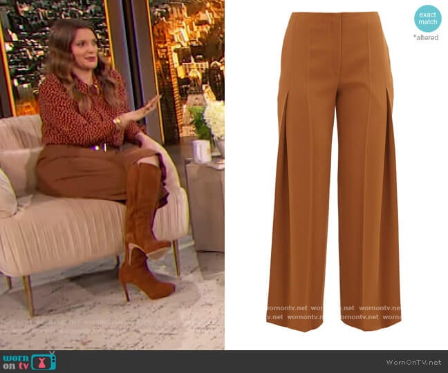 The Row Alexa virgin wool pleated trousers worn by Drew Barrymore on The Drew Barrymore Show