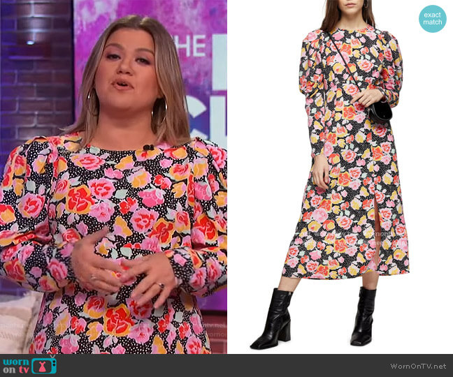 Topshop Pastel Dream Puff Sleeve Midi Dress worn by Kelly Clarkson on The Kelly Clarkson Show