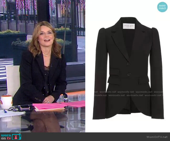 Michael Kors Puffed-Sleeve Gabardine Blazer worn by Savannah Guthrie on Today