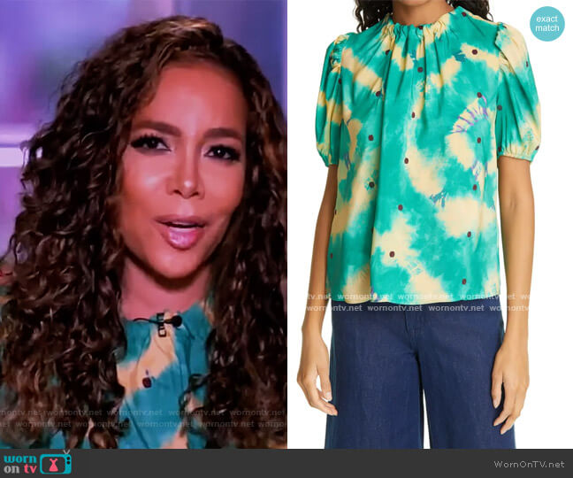 Ulla Johnson Isolda Tie Dye & Texture Dot Silk Blouse worn by Sunny Hostin on The View