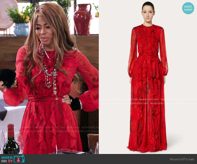 Valentino Floral Chiffon Ruffle Gown worn by Mary Cosby on The Real Housewives of Salt Lake City