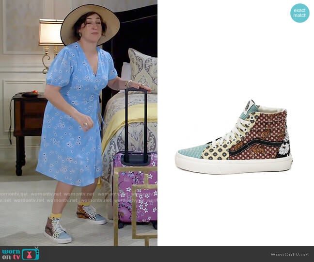 Vans Sk8-Hi Sneakers in Tiger Patchwork worn by Kat Silver (Mayim Bialik) on Call Me Kat