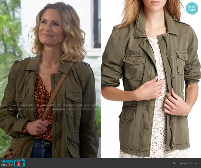 Velvet by Graham & Spencer Ruby Army Jacket worn by Jean Raines (Kyra Sedgwick) on Call Your Mother