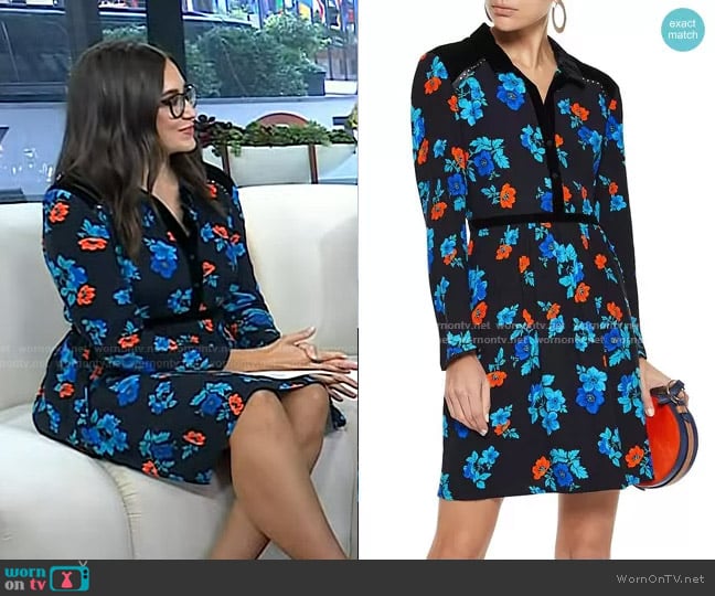 Maje Velvet-Paneled Floral-Print Shirtdress worn by Savannah Sellers on Today