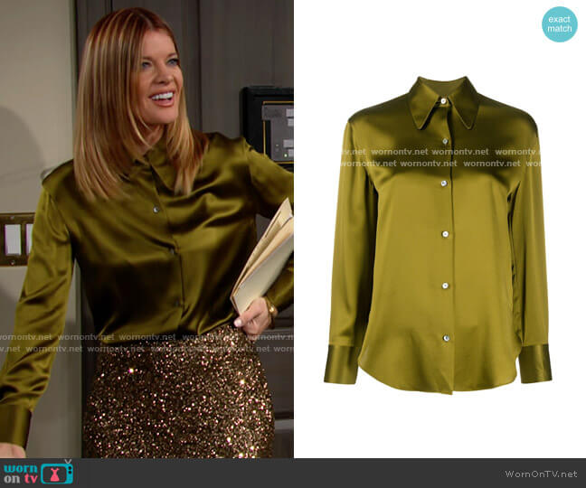Vince Silk Satin Shirt worn by Phyllis Summers (Michelle Stafford) on The Young and the Restless