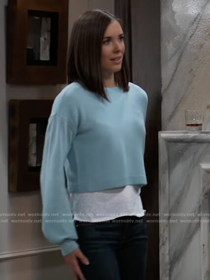 Willow’s blue cropped sweater on General Hospital