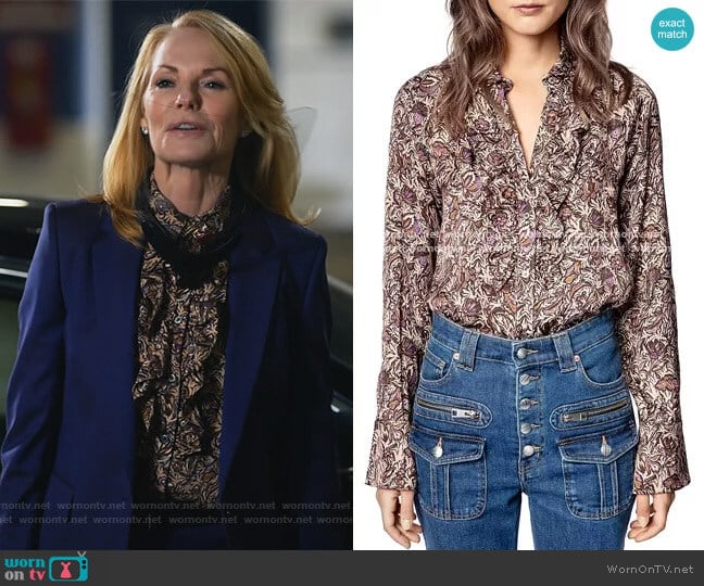 Zadig and Voltaire Tuska Blouse worn by Lisa Benner (Marg Helgenberger) on All Rise