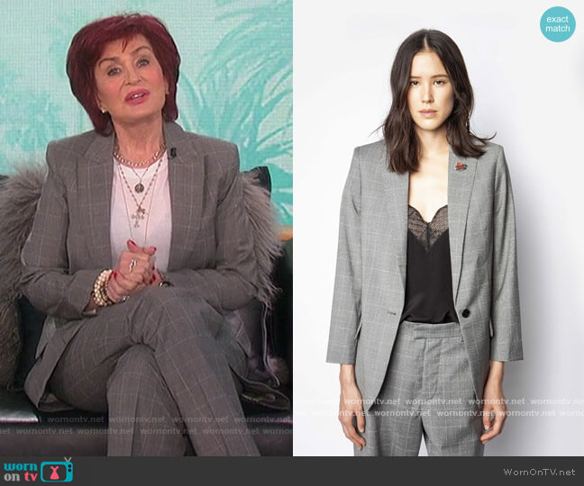 Zadic and Voltaire Viva Check Jacket worn by Sharon Osbourne on The Talk