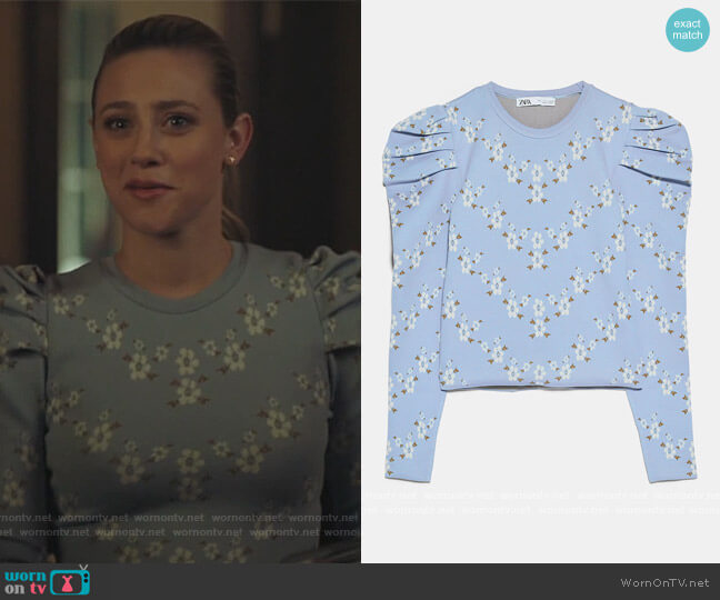 Zara Floral Knit Sweater worn by Betty Cooper (Lili Reinhart) on Riverdale