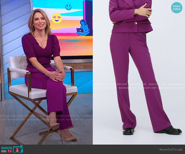 Zara High-Waisted Pants worn by Amy Robach on Good Morning America