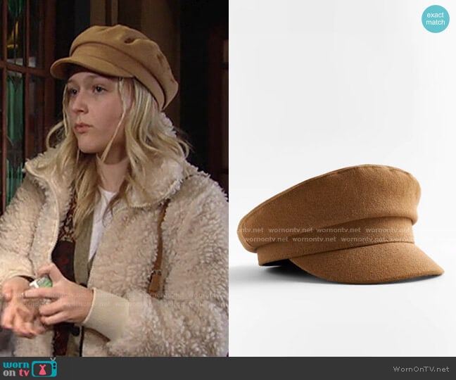 Zara Wool Blend Skipper Cap worn by Faith Newman (Alyvia Alyn Lind) on The Young and the Restless