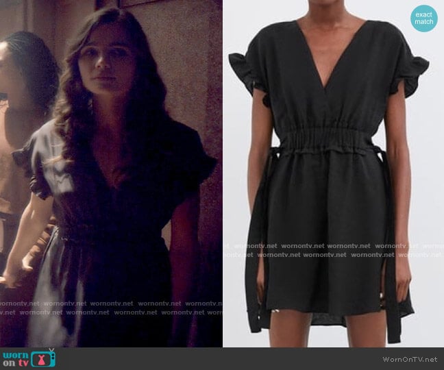 Zara Bow Waist Dress worn by Cassie Shore (Anna Maiche) on Tiny Pretty Things