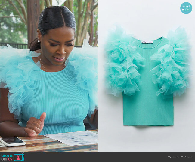 Zara Combination Knit Top worn by Kenya Moore on The Real Housewives of Atlanta