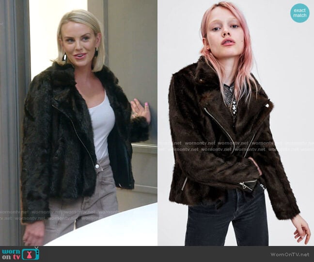 Zara Faux Fur Biker Jackety worn by Whitney Rose on The Real Housewives of Salt Lake City