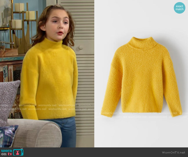 Zara Feather Knit Sweater in Ocher