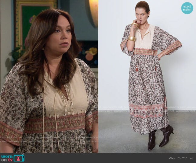 Zara Midi Dress with Shell Detail worn by Kristin Baxter (Amanda Fuller) on Last Man Standing