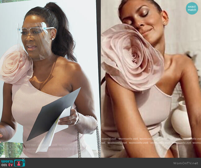 Zara Cropped Asymmetric Floral Flower Top worn by Kenya Moore on The Real Housewives of Atlanta