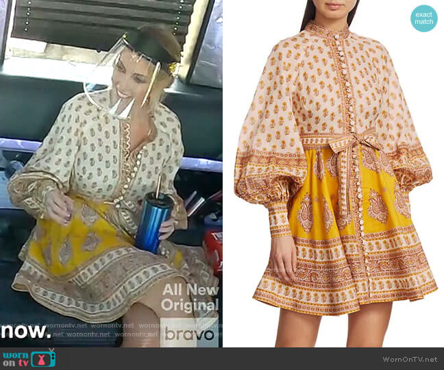 Zimmermann Bonita Paisley Linen Mini Dress worn by Stephanie Hollman on The Real Housewives of Dallas