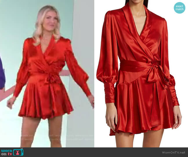 Zimmermann Silk Wrap Mini Dress worn by Amanda Kloots on The Talk