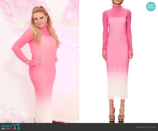 AFRM Shailene Long Sleeve Print Mesh Dress worn by Heather Gay on The Real Housewives of Salt Lake City