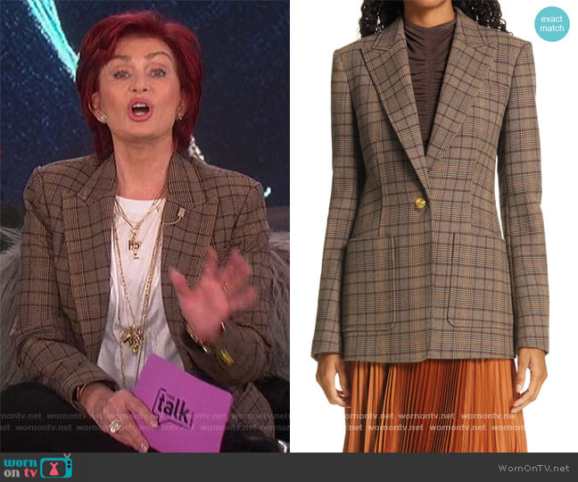 A.L.C. Hicks Check Single Button Blazer worn by Sharon Osbourne on The Talk
